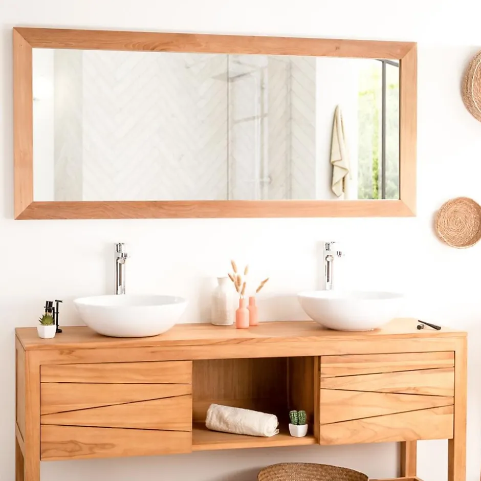 Wanda Collection Grand miroir rectangle en teck massif 160 x 70 cm* Miroir Simple