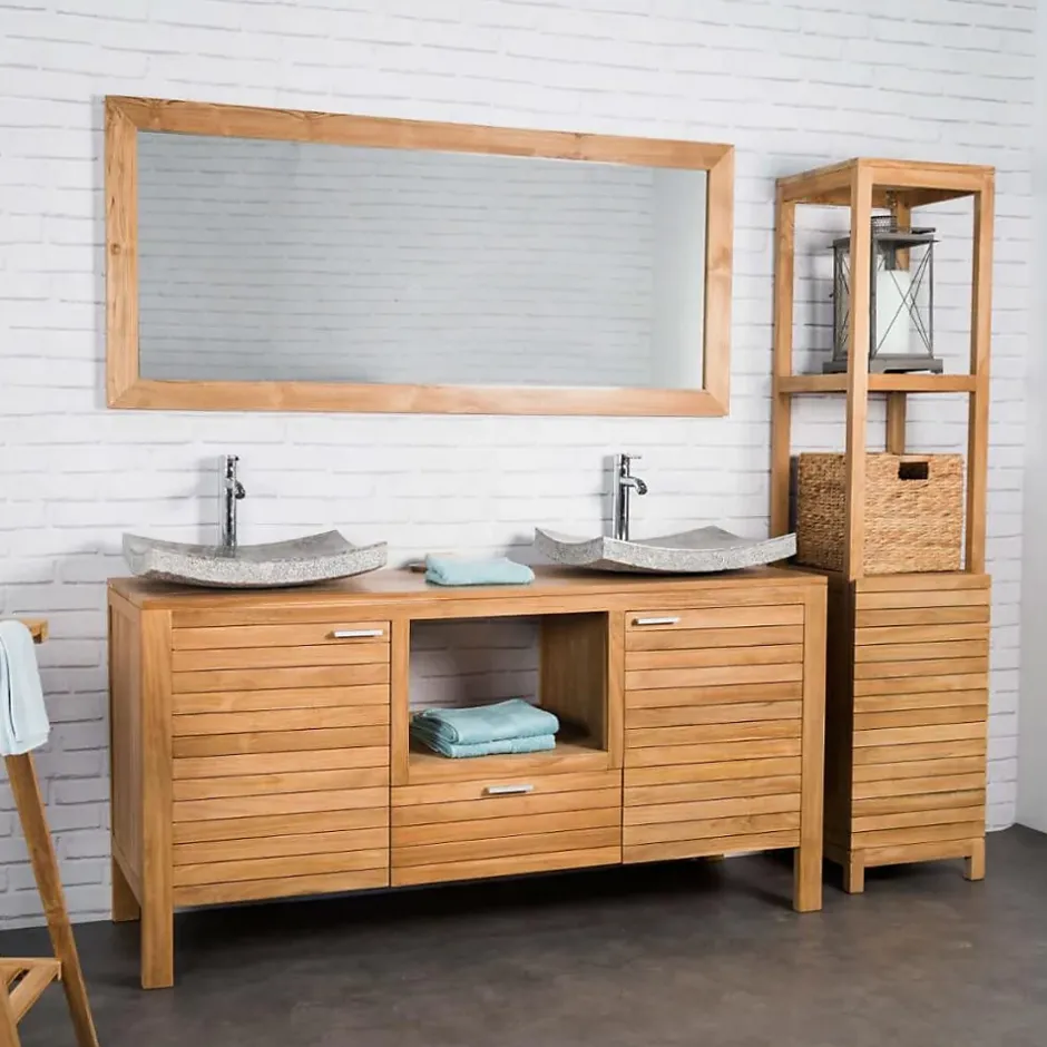 Wanda Collection Grand miroir rectangle en teck massif 160 x 70 cm* Miroir Simple