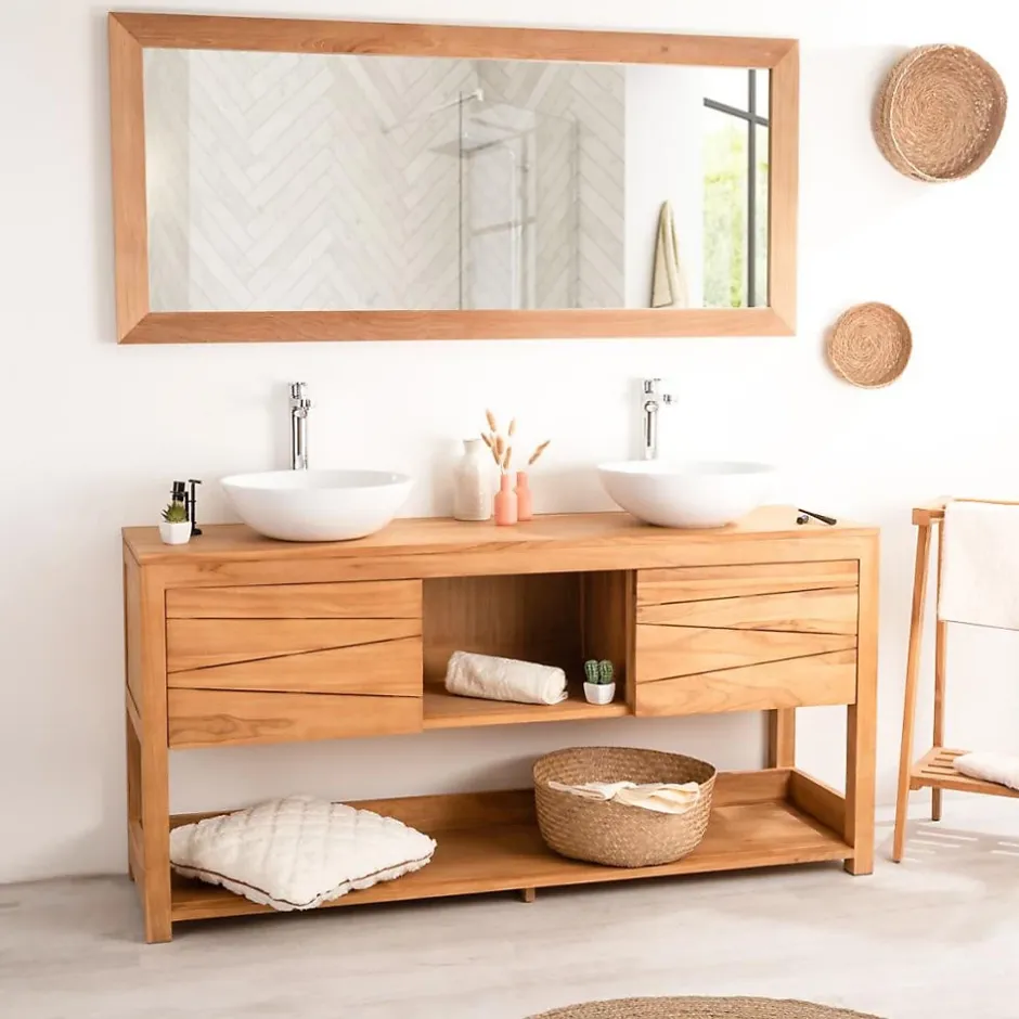 Wanda Collection Grand miroir rectangle en teck massif 160 x 70 cm* Miroir Simple