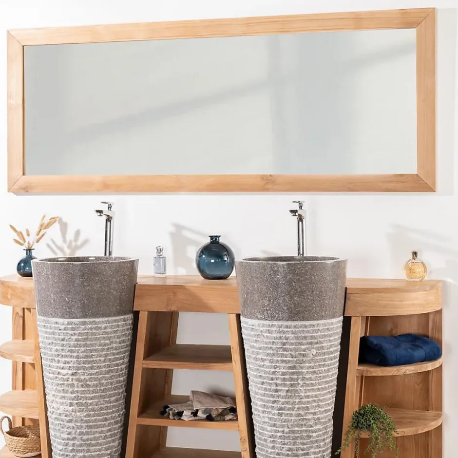 Wanda Collection Grand miroir rectangle en teck massif 180 x 70 cm