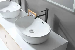 Luxury Bain Grand mitigeur, robinet de lavabo pour salle de bain réhaussé rond design et moderne (Gris brossé) LuxuryBain