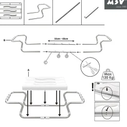 MSV Grand siège de baignoire extensible 5070cm Blanc Max 120kg