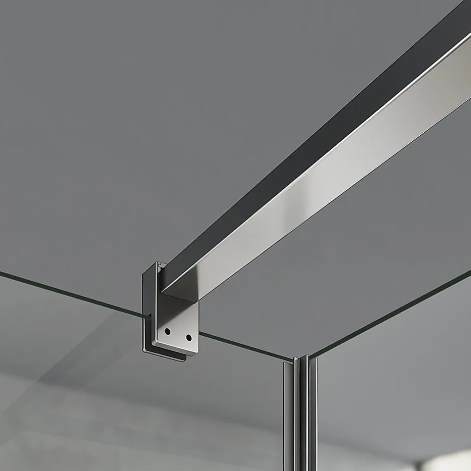 Grand Verre Barre de maintien 90 cm recoupable pour porte et paroi de douche en alu chromé