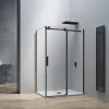 Grand Verre Cabine de douche style industriel avec porte coulissante 100x195 et paroi latérale 80x195 accessoires en noir mat* Cabine De Douche