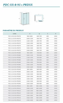 Grand Verre Cabine de douche style industriel avec porte coulissante 100x195 et paroi latérale 80x195 accessoires en noir mat* Cabine De Douche