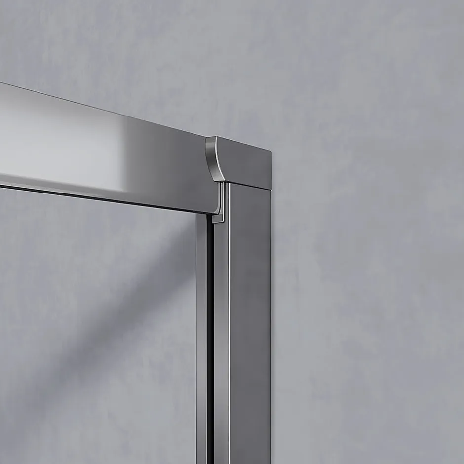 Grand Verre Cabine de douche 100x90 avec ouverture coulissante accès de face profilés chromés