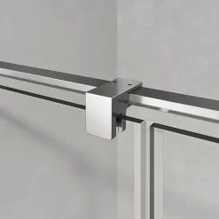 Grand Verre Cabine de douche 90x70 avec porte à charnières en verre 8mm profilés chromé aspect inox