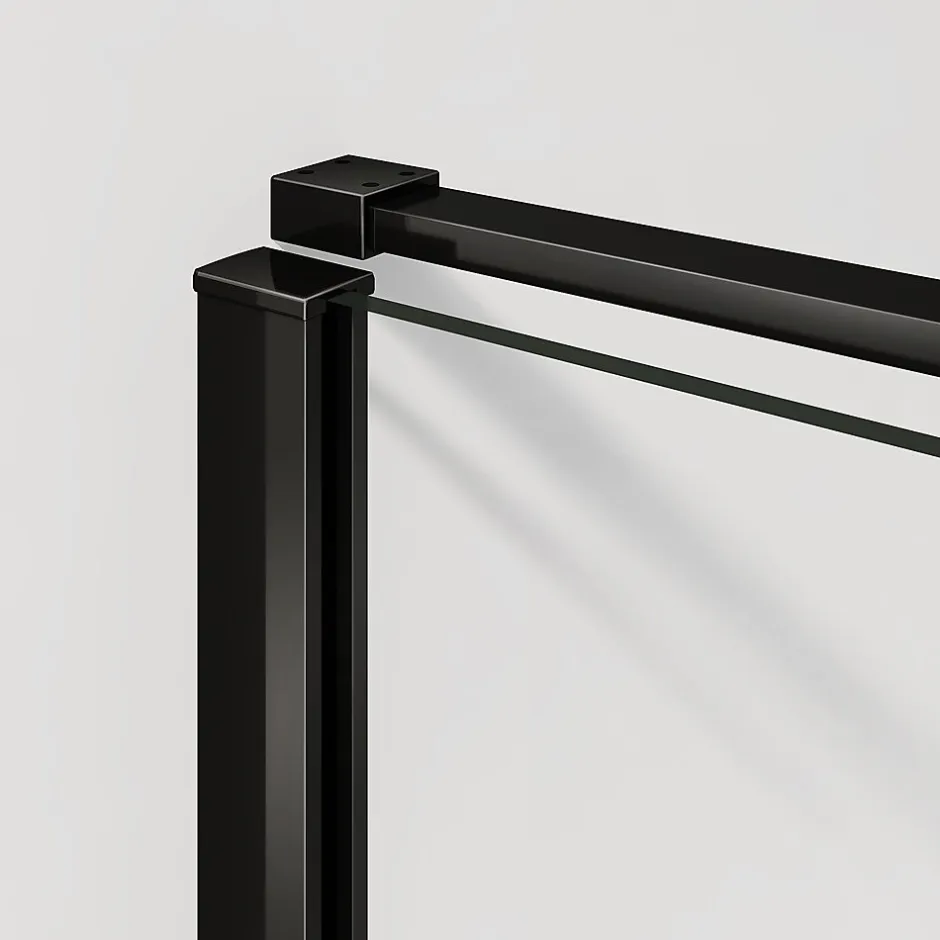 Grand Verre Cabine de douche 100x100 avec porte à charnières en verre 8mm profilés en alu noir mat