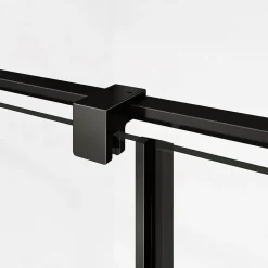 Grand Verre Cabine de douche 100x100 avec porte à charnières en verre 8mm profilés en alu noir mat