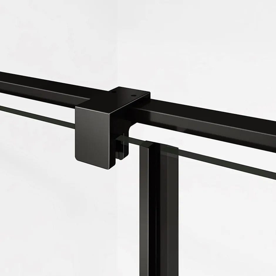 Grand Verre Cabine de douche 100x100 avec porte à charnières en verre 8mm profilés en alu noir mat
