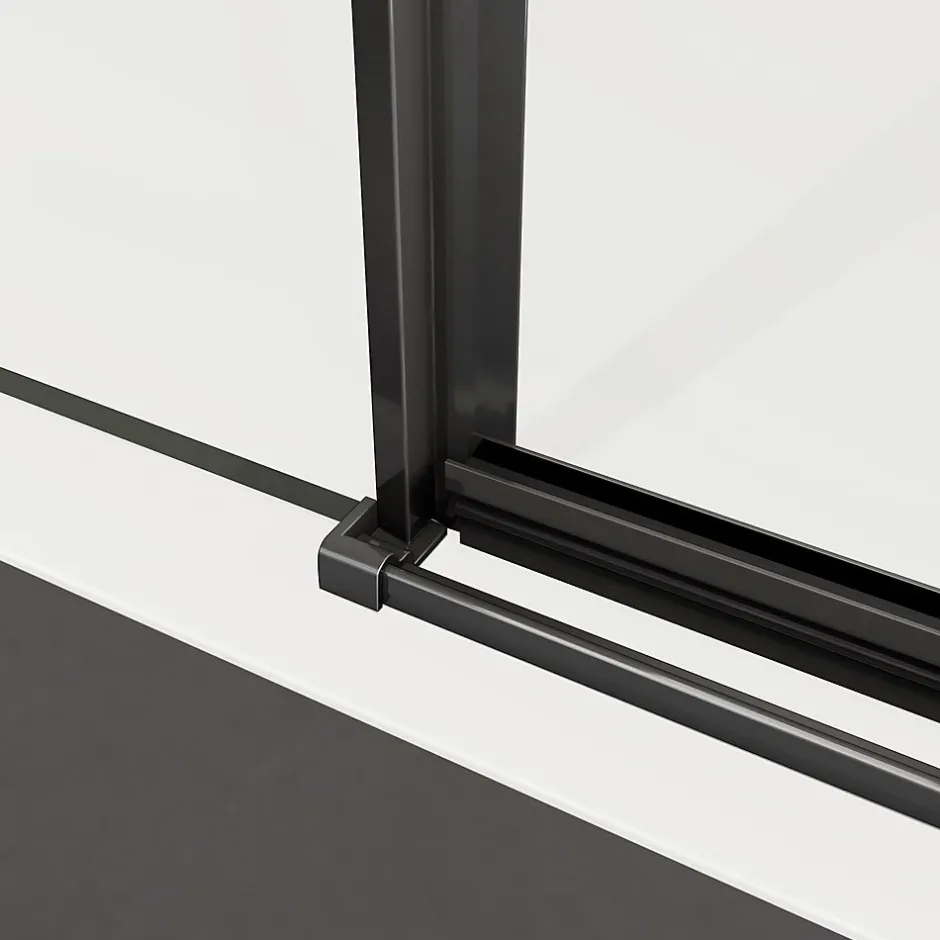 Grand Verre Cabine de douche 100x100 avec porte à charnières en verre 8mm profilés en alu noir mat