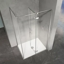 Grand Verre Cabine de douche en verre et aluminium avec porte pivotante ouvrante vers la droite 110x70x195