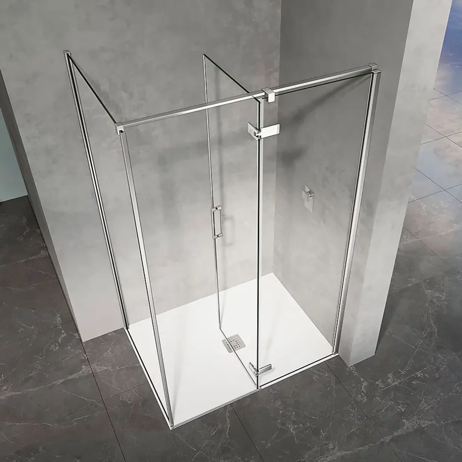Grand Verre Cabine de douche en verre et aluminium avec porte pivotante ouvrante vers la droite 110x70x195
