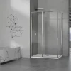 Grand Verre Cabine de douche 90x80 avec profilés en alu chromé à ouverture pivotante avec élément fixe