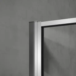 Grand Verre Cabine de douche 90x80 avec profilés en alu chromé à ouverture pivotante avec élément fixe
