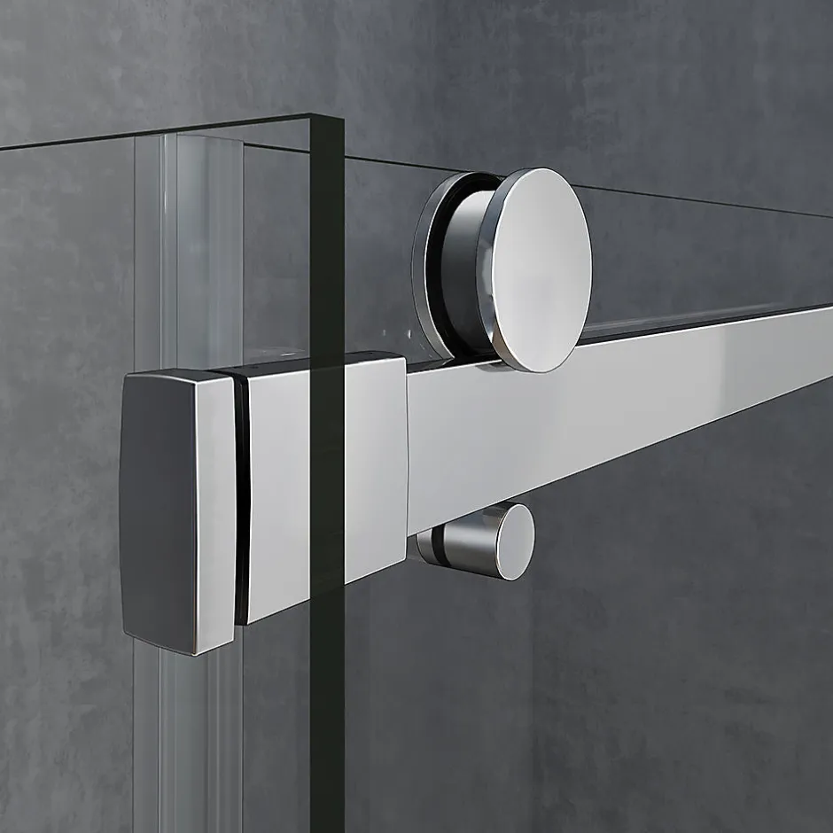 Grand Verre Cabine de douche style industriel avec porte coulissante 140 cm et paroi latérale 90 cm accessoires chromés* Cabine De Douche