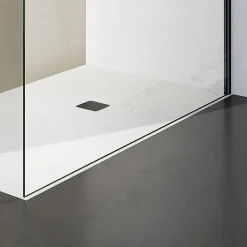 Grand Verre Paroi de douche 70x200 avec profilé et barre de fixation en noir mat en verre securit 8mm nano-vitrifié* Paroi De Douche