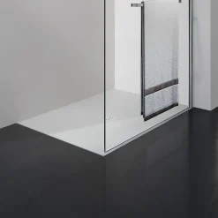 Grand Verre Paroi de douche avec porte-serviette 80x200 en verre clair profilé mural et barre de maintien chromés