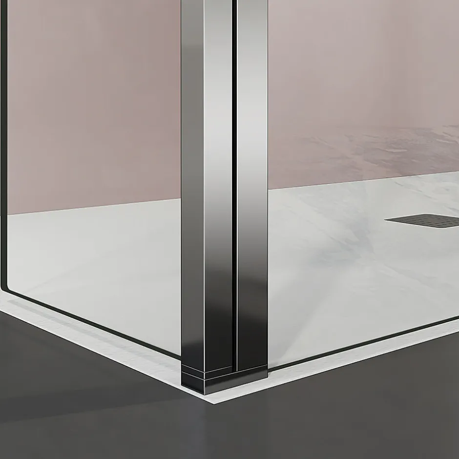 Grand Verre paroi de douche avec retour pivotant 60+30 cm hauteur 200 cm avec barre de fixation 90cm en chromé