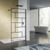 Grand Verre Paroi de douche design moderne 100x200 verre trempé d'épaisseur 8 mm sérigraphie linéaire noir mat* Paroi De Douche