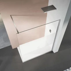 Grand Verre Paroi de douche 140x200 avec bande givrée au centre Profilé vertical et barre de stabilisation chromés* Paroi De Douche