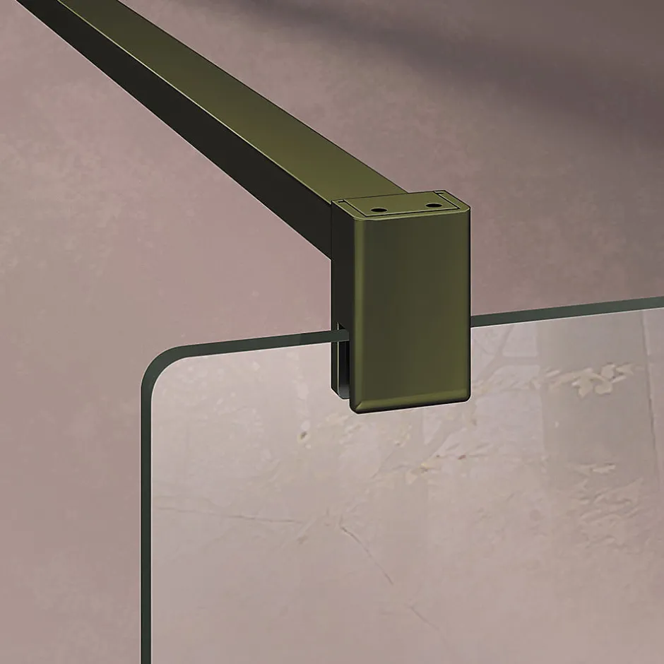 Grand Verre Paroi de douche à l'Italienne 140x200 en verre 8mm anticalcaire avec barre de stabilisation en alu Bronze
