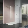 Grand Verre Paroi de douche 50x200 avec profilé et barre de maintien chromés avec panneau de verre anticalcaire