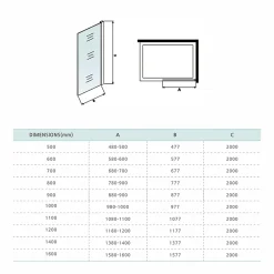 Grand Verre Paroi de douche 80x200 avec barre de stabilisation extensible jusqu'à 120 cm et profilé mural chromé* Paroi De Douche