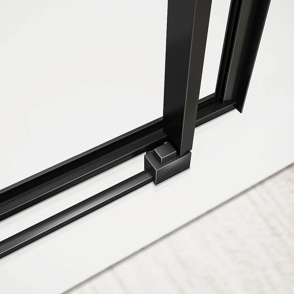 Grand Verre Porte de douche coulissante 120x 195 à amortisseurs en verre clair 8mm avec cadre noir mat* Porte De Douche