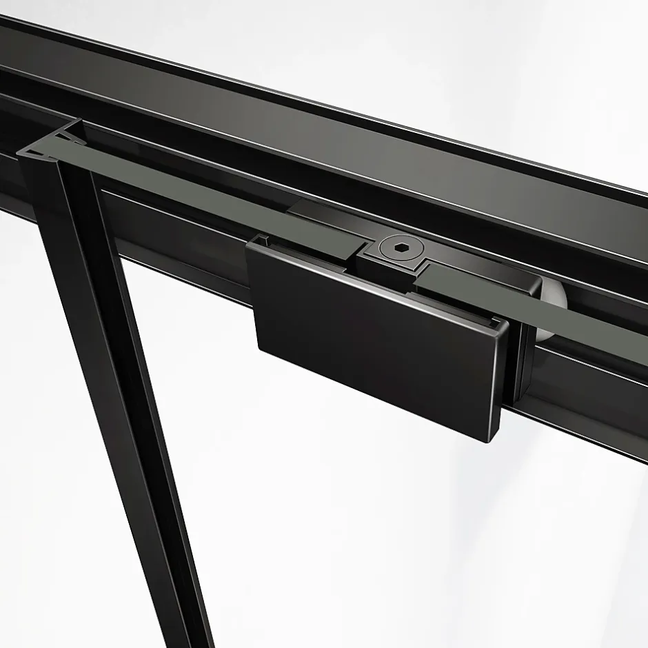 Grand Verre Porte de douche coulissante 120x 195 à amortisseurs en verre clair 8mm avec cadre noir mat* Porte De Douche