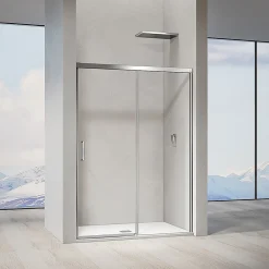 Grand Verre Porte de douche coulissante 140x 195 à amortisseurs en verre clair 8mm avec cadre chromé* Porte De Douche