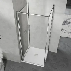 Grand Verre Porte de douche pivotante 100x190 à ouverture intérieure et extérieure profilé chromé