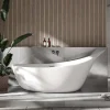 Bernstein Grande Baignoire îlot sabot ovale design acrylique pour salle de bain - Blanc brillant - 190x80x83cm - Garantie 5 ans - SOPHIE