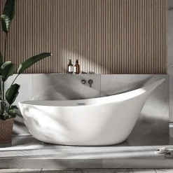 Bernstein Grande Baignoire îlot sabot ovale design acrylique pour salle de bain - Blanc brillant - 190x80x83cm - Garantie 5 ans - SOPHIE