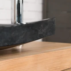 Wanda Collection Grande vasque 50cm noir à poser rectangle en marbre Gènes poli