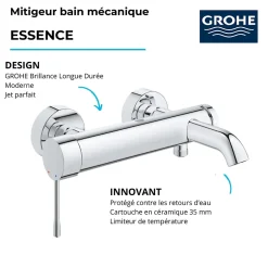 Grohe - Mitigeur monocommande Bain Douche Essence