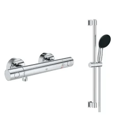 Grohe - Mitigeur thermostatique douche Grohtherm 800 + barre de douche + porte savon + douchette Tempesta