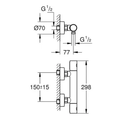 Grohe - Mitigeur thermostatique douche Grohtherm 800 + barre de douche + porte savon + douchette Tempesta