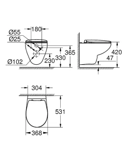 Grohe Bau Céramique Set WC suspendu sans bride 39351000* Wc Suspendu