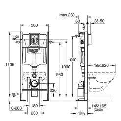 Grohe Bâti support WC Rapid SL Project avec plaque de commande Skate Air Rapide SL chromé
