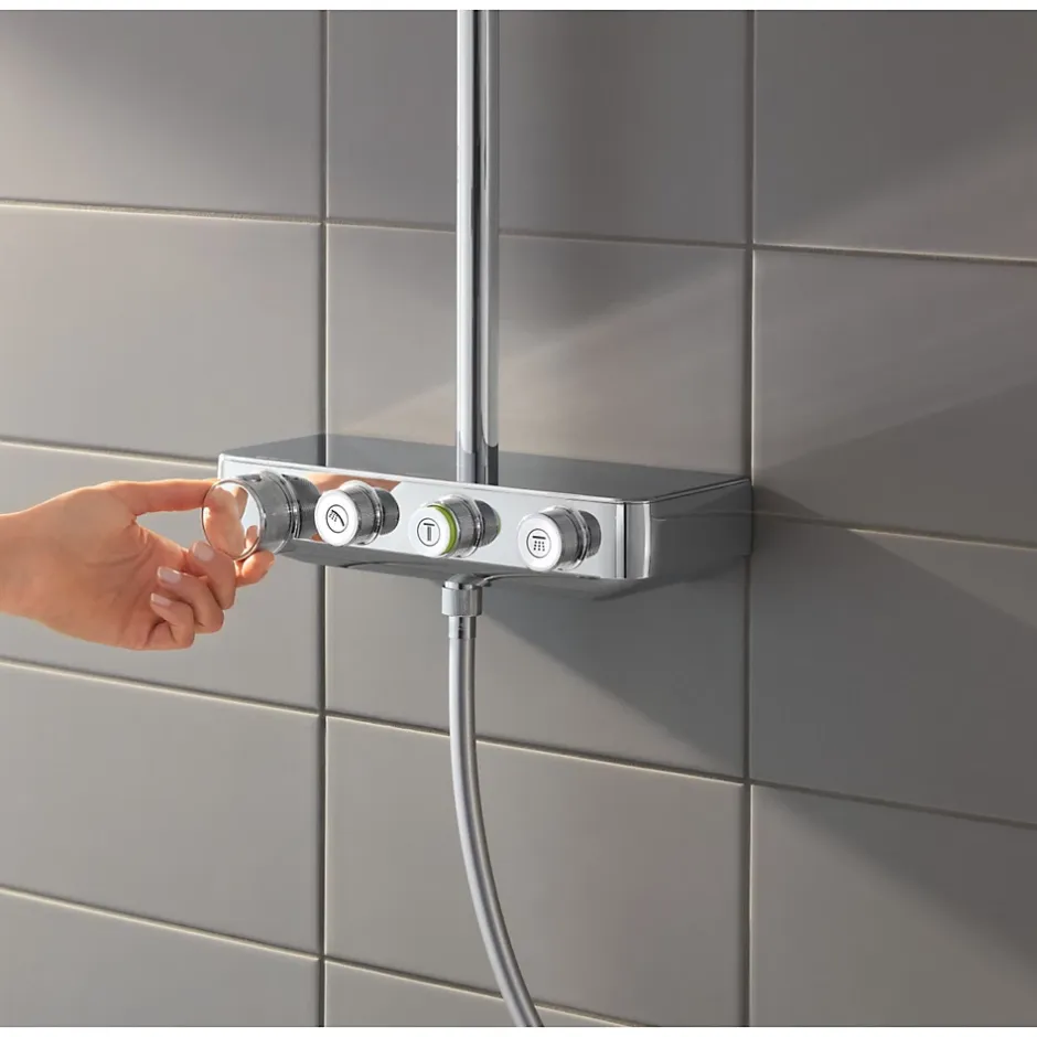 Grohe Colonne de douche XXL thermostatique Euphoria SmartControl System 310 Cube Duo chromé 26508000* Colonne De Douche Thermostatique