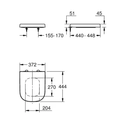 Grohe Euro Ceramic Abattant WC déclipsable Duroplast, charnières en acier inoxydable, blanc (G39331002)