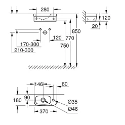 Grohe Euro Ceramic Lave-mains 370 x 180 mm (39327000)