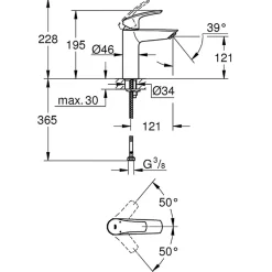 Grohe EUROSMART Mitigeur monocommande de lavabo Taille M, Chrome (23324003)