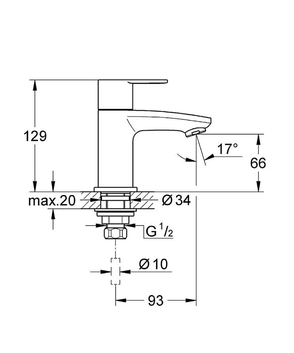 Grohe Eurostyle Cosmopolitan Robinet de lave-mains Taille XS (23039002)* Robinet Lave-Mains