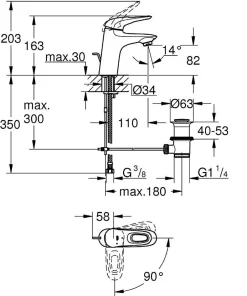 Grohe Eurostyle Mitigeur Monocommande Lavabo Taille S, Blanc/chromé (23374LS3)