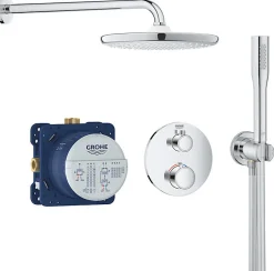 Grohe Grohtherm Set de douche encastré avec mitigeur thermostatique, douche de tête XXL 250 et douchette, Chrome (34727000-XXL2)* Colonne De Douche Sans Robinetterie