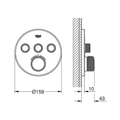Grohe Grohtherm SmartControl façade avec mitigeur thermostatique encastré 3 sorties, or (G29121GL0)* Robinet De Douche