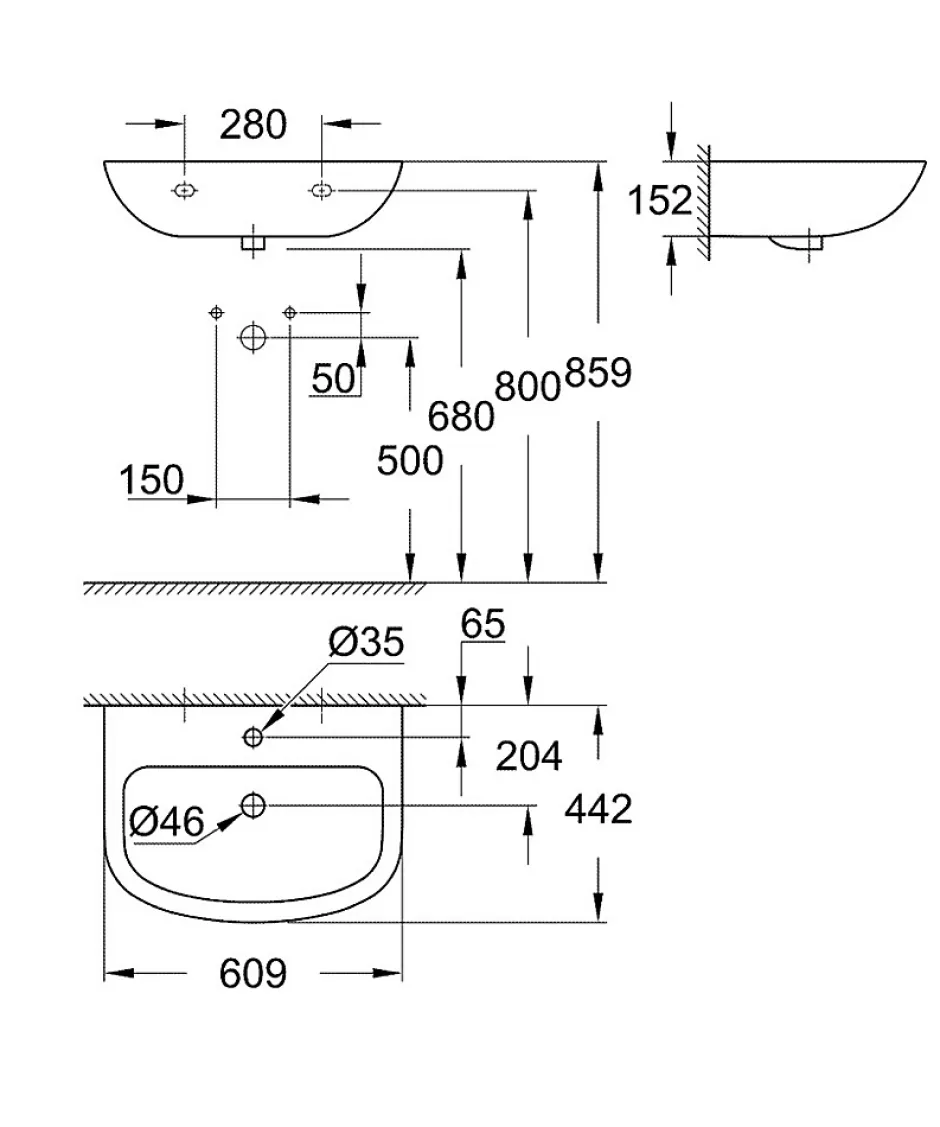 Grohe Lavabo suspendu 60 cm Bau Ceramic Blanc Alpin (39421000)* Lavabo