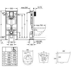 Grohe Pack WC Bati support autoportant + WC SAT sans bride + Abattant Soft close + Plaque chrome (Autoportant-Infinitio-1)